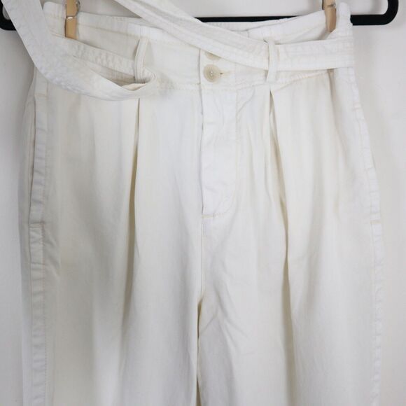 Free People Size 2 High-Waisted ‘90s Peg Pants Ivory Tie Waist Tapered Leg - Picture 6 of 12